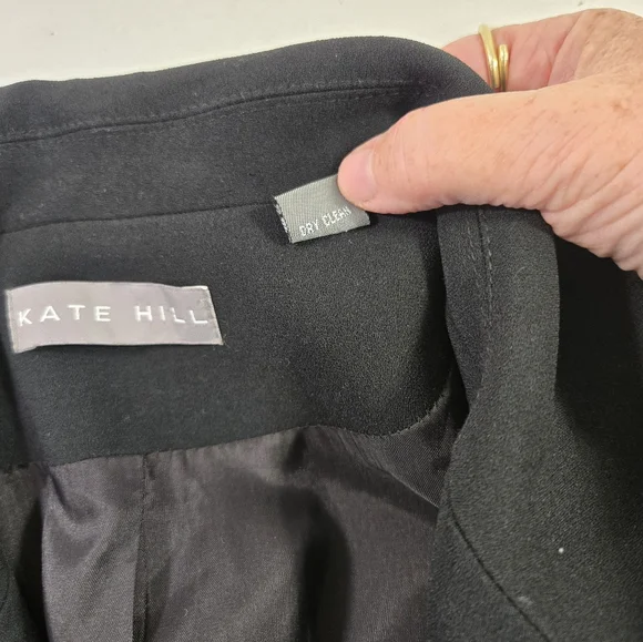 Kate Hill Black 2 Button Shoulder Pad Jacket Blazer size 12 - Picture 9 of 10